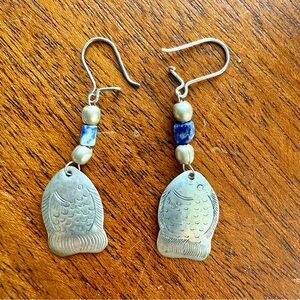 Fish Design Silver Earrings